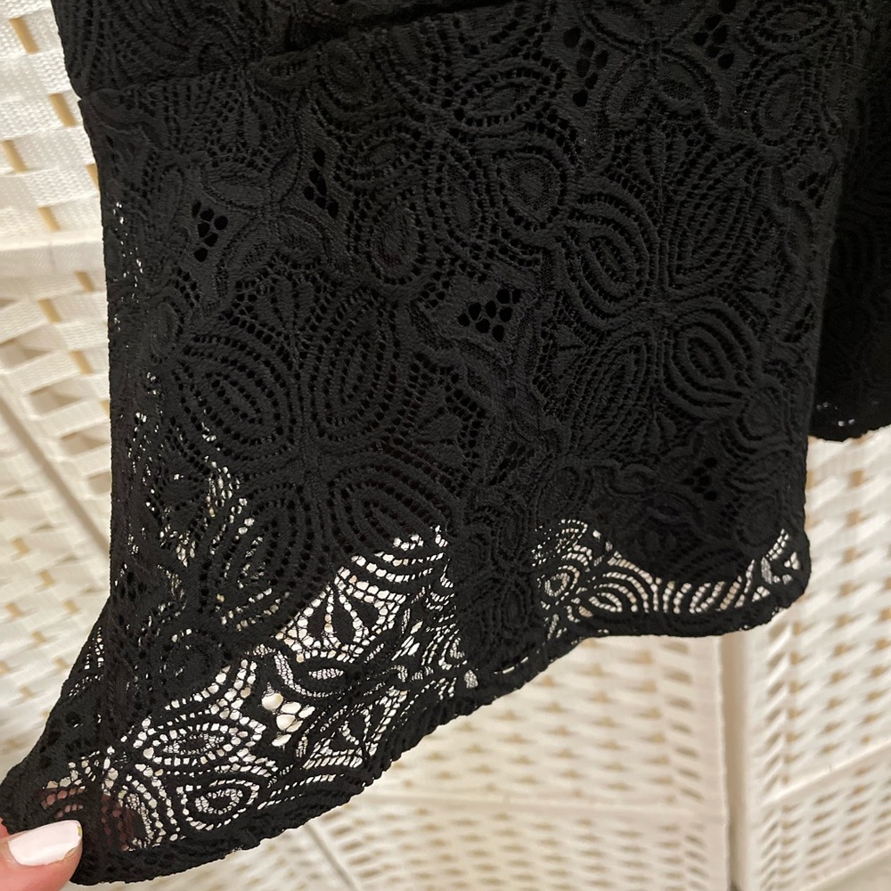 White House Black Market Black Camisole Blouse with Lace - Picture 2 of 6